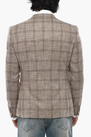 CC COLLECTION Two-Button Virgin Wool Blend Plaid Blazer