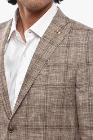 CC COLLECTION Two-Button Virgin Wool Blend Plaid Blazer