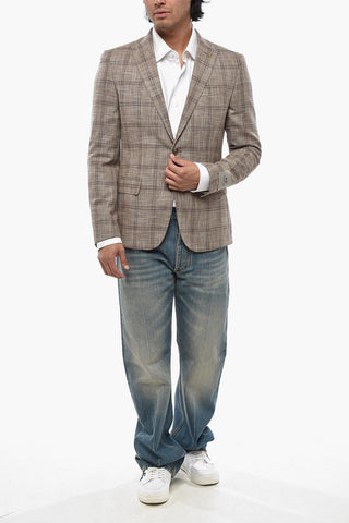 CC COLLECTION Two-Button Virgin Wool Blend Plaid Blazer