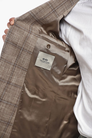 CC COLLECTION Two-Button Virgin Wool Blend Plaid Blazer