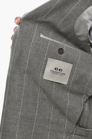 CC COLLECTION Zweiknopf-Anzug im Nadelstreifen mit klassischem Revers und doppeltem Seitenschlitz