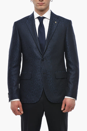 CC COLLECTION Damask Wool-Blend Blazer With Classic Lapel