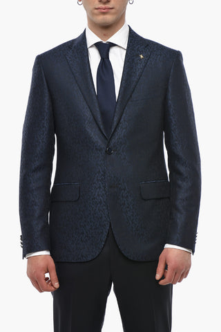 CC COLLECTION Damask Wool-Blend Blazer With Classic Lapel