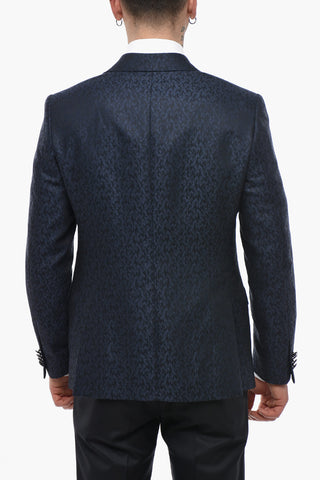 CC COLLECTION Damask Wool-Blend Blazer With Classic Lapel