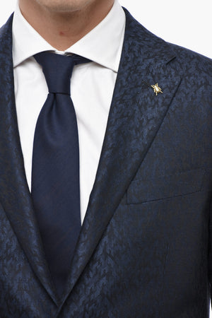CC COLLECTION Damask Wool-Blend Blazer With Classic Lapel