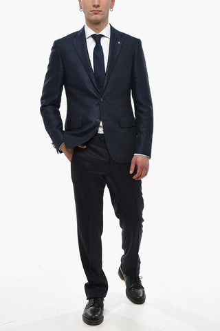 CC COLLECTION Damask Wool-Blend Blazer With Classic Lapel