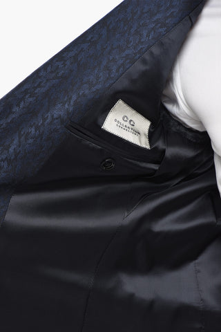 CC COLLECTION Damask Wool-Blend Blazer With Classic Lapel