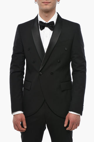 CODE Satin Double-Breasted Suit With Shawl Lapel