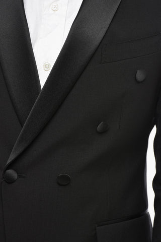 CODE Satin Double-Breasted Suit With Shawl Lapel