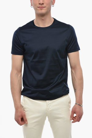 Baumwoll-T-Shirt mit Rundhalsausschnitt, uni