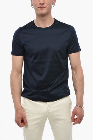 Baumwoll-T-Shirt mit Rundhalsausschnitt, uni