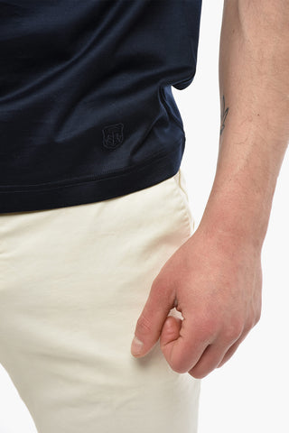Baumwoll-T-Shirt mit Rundhalsausschnitt, uni