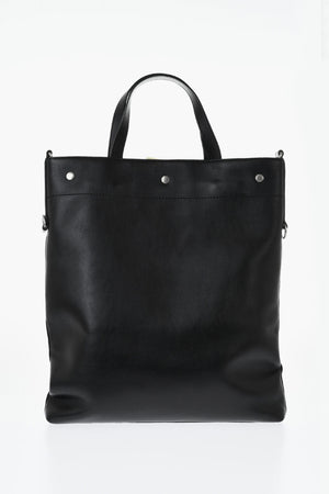 Pebbled Leather Tote Bag with Embossed Detail