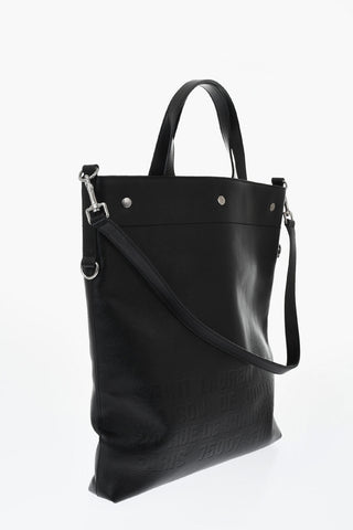 Borsa Tote in Pelle Martellata con Dettaglio in Rilievo