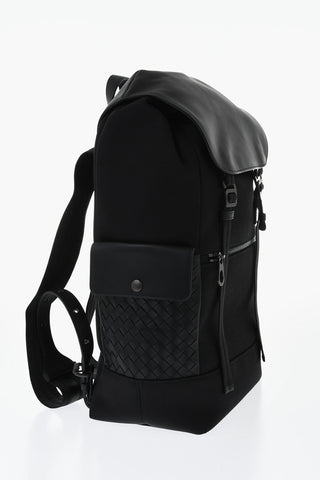Canvas-Rucksack HI-TECH mit geflochtenen Ledertaschen