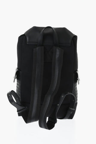Canvas-Rucksack HI-TECH mit geflochtenen Ledertaschen
