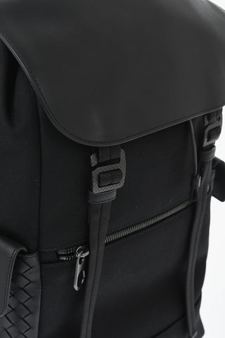 Canvas-Rucksack HI-TECH mit geflochtenen Ledertaschen