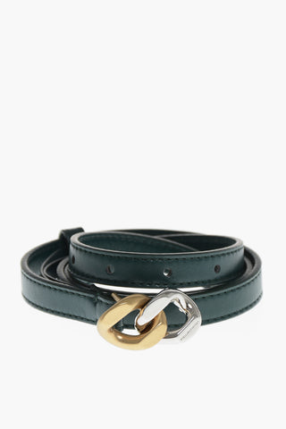 Cintura in Pelle Vegan con Fibbia Iconica a Catena Bicolore 15mm