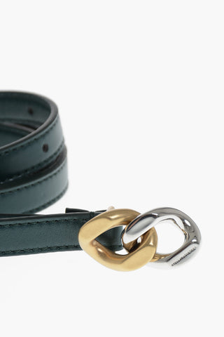 Cintura in Pelle Vegan con Fibbia Iconica a Catena Bicolore 15mm