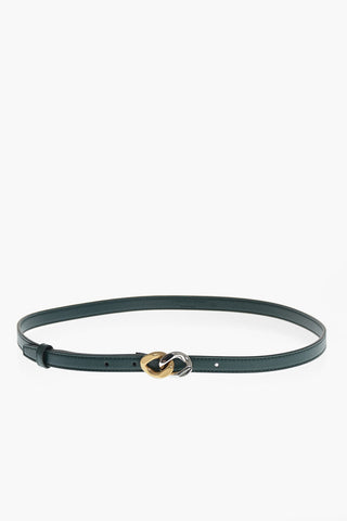 Cintura in Pelle Vegan con Fibbia Iconica a Catena Bicolore 15mm