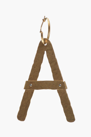 Single Gold-Effect Brass Earring With A-Shaped Pendant
