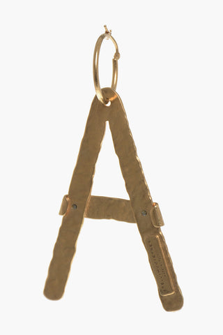Orecchino Singolo in Ottone Effetto Dorato con Pendente a Forma di A