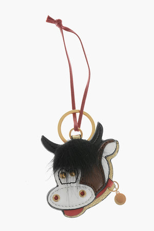 Metallic Faux Leather Keychain