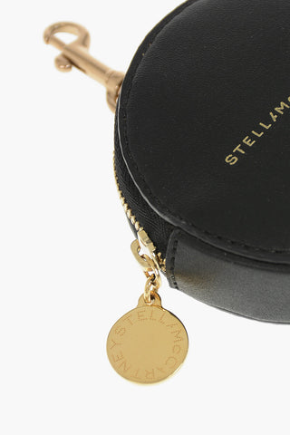 Round Faux-Leather Coin Purse with Gold-Effect Details