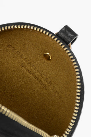 Round Faux-Leather Coin Purse with Gold-Effect Details