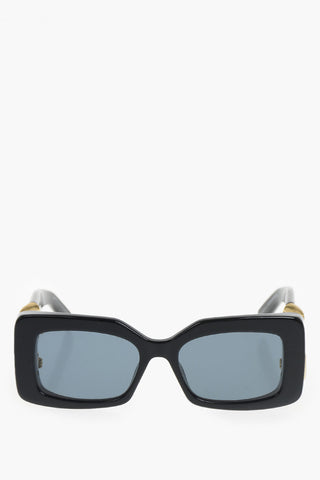 Oversized Rectangular Sunglasses with Gold-Effect Chain Detail