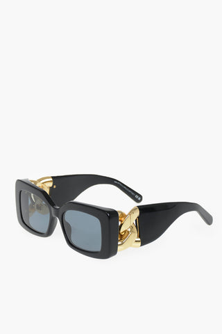 Oversized Rectangular Sunglasses with Gold-Effect Chain Detail