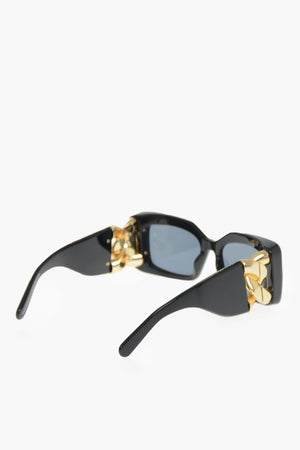 Maxi Rechteckige Sonnenbrille mit goldfarbenem Kettendetail