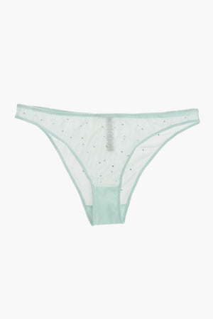 Slip aus transparentem Mesh mit Strassbesatz