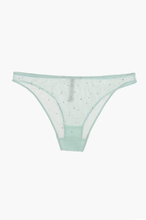 Slip aus transparentem Mesh mit Strassbesatz