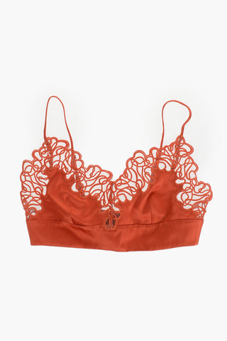 Reggiseno a Triangolo in Satin con Dettagli in Pizzo Macrame'