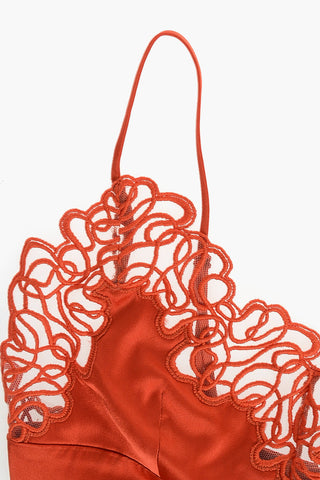 Reggiseno a Triangolo in Satin con Dettagli in Pizzo Macrame'