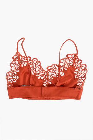 Satin Triangle Bra With Macramé Lace Details