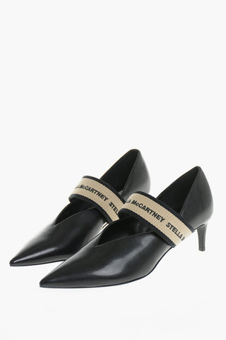 Mary-Jane-Pumps aus veganem Leder mit 5 cm Logoband