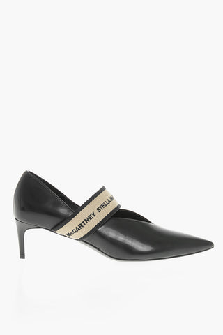 Mary-Jane-Pumps aus veganem Leder mit 5 cm Logoband