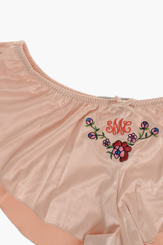 Satin Briefs With Back Embroidery