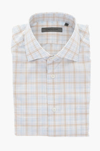 Checked Cotton Poplin Shirt With French Collar