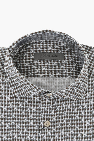 Camicia Casua in Cotone a Fantasia con Collo Francese
