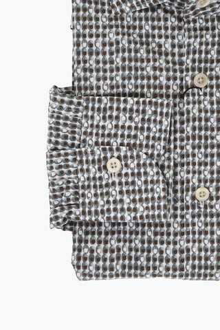 Camicia Casua in Cotone a Fantasia con Collo Francese