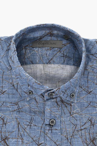 Gemustertes Hemd Aus Leinen Mit Button-Down-Kragen