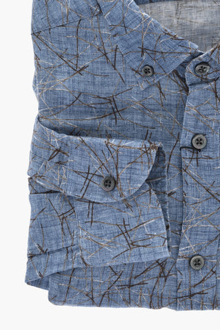 Gemustertes Hemd Aus Leinen Mit Button-Down-Kragen