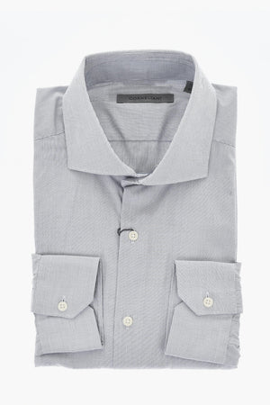 Mini-Check Cotton Shirt With French Collar