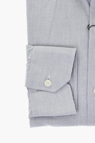 Camicia In Cotone Con Mini Check e Collo Francese
