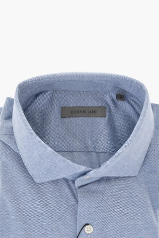 Camicia Casual in Cotone a Fantasia con Collo Francese