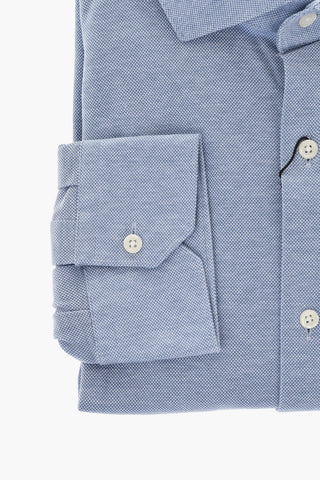 Camicia Casual in Cotone a Fantasia con Collo Francese
