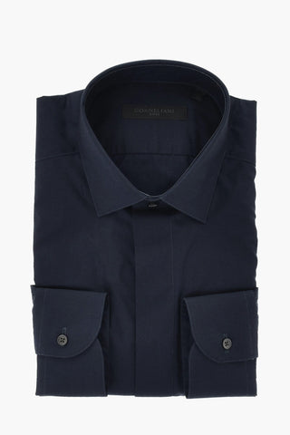 CODE Camicia in Cotone con Abbottonatura Nascosta e Collo Italiano